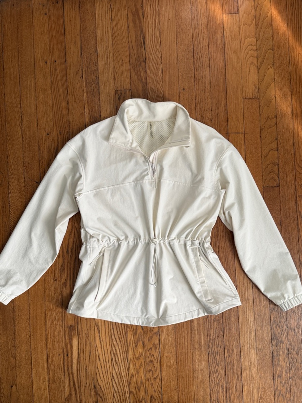 Outdoor Voices Women's White Cinch-Waist Half-Zip Jacket
